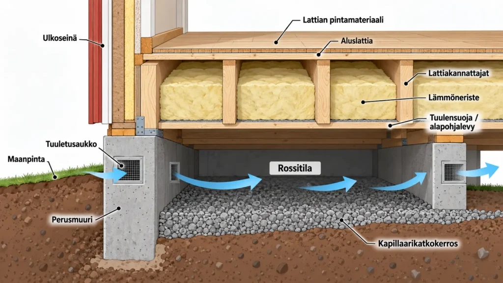 Havainnollistava infografiikka rossipohjan rakenteesta